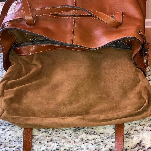 Patricia Nash Embossed Leather Large Tote Brown Tooled Floral Suede Shoulder Bag - Picture 9 of 17